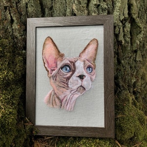 A4 Custom Cat Portrait in a frame, Commission Cat memorial, Gift for cat owner, Gift for mum, Pet portrait
