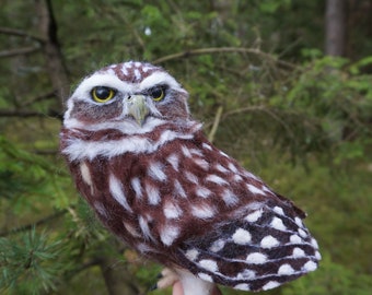 Little Owl, Angry Owl Sculpture, Athene noctua Brown Owl, Realistic Bird Figurine, Owl Eco Sculpture, Owl Themed Gift, Photo prop Owl.