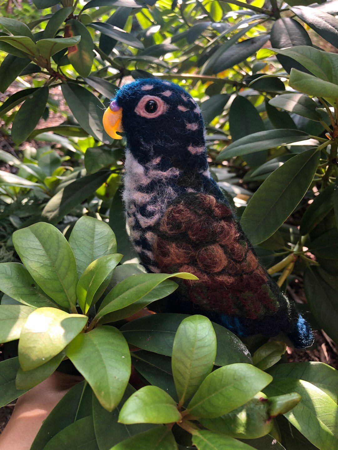 Needle Felted Bronze-winged Parrot/ Parrot OOAK/ Birb Figurine/ Pionus  Chalcopterus/