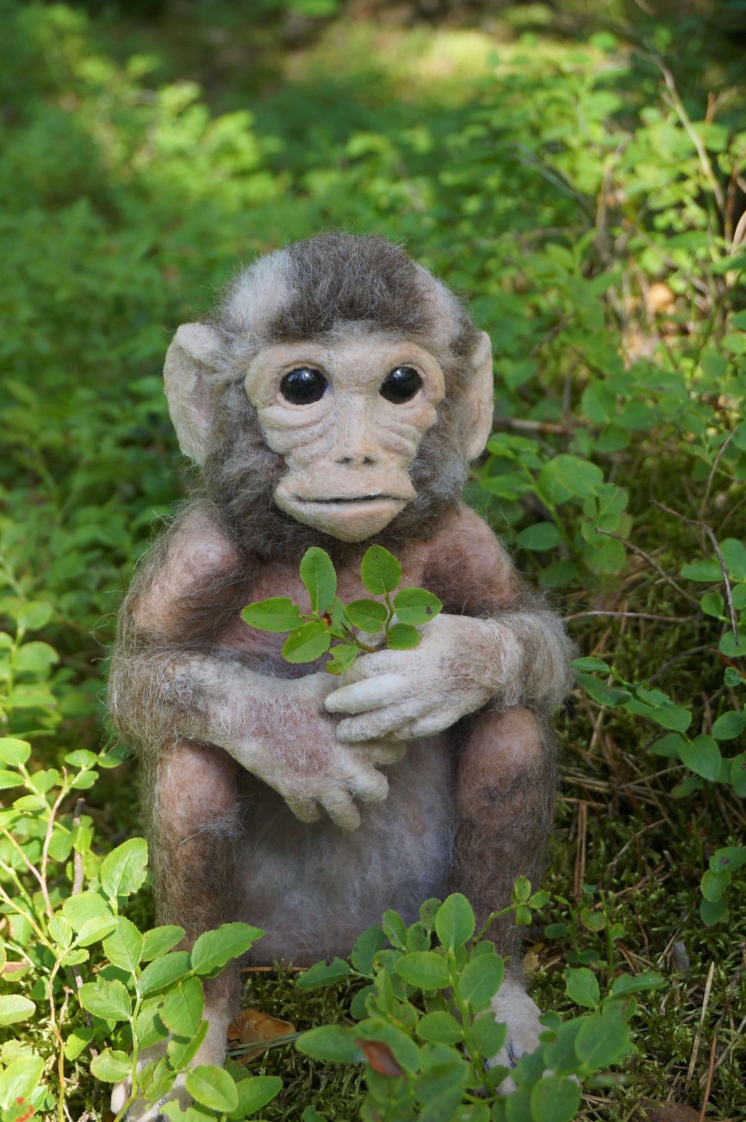 Needle Felted Cute Monkey, Baby Monkey OOAK, Whimsical Ape, Realistic