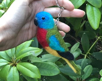 Pet Portrait Keychain/Pet Bird keychain/ Parrot keychain/ Parrot figurine keychain/Scarlet-chested/Parrot OOAK/Neophema splendida