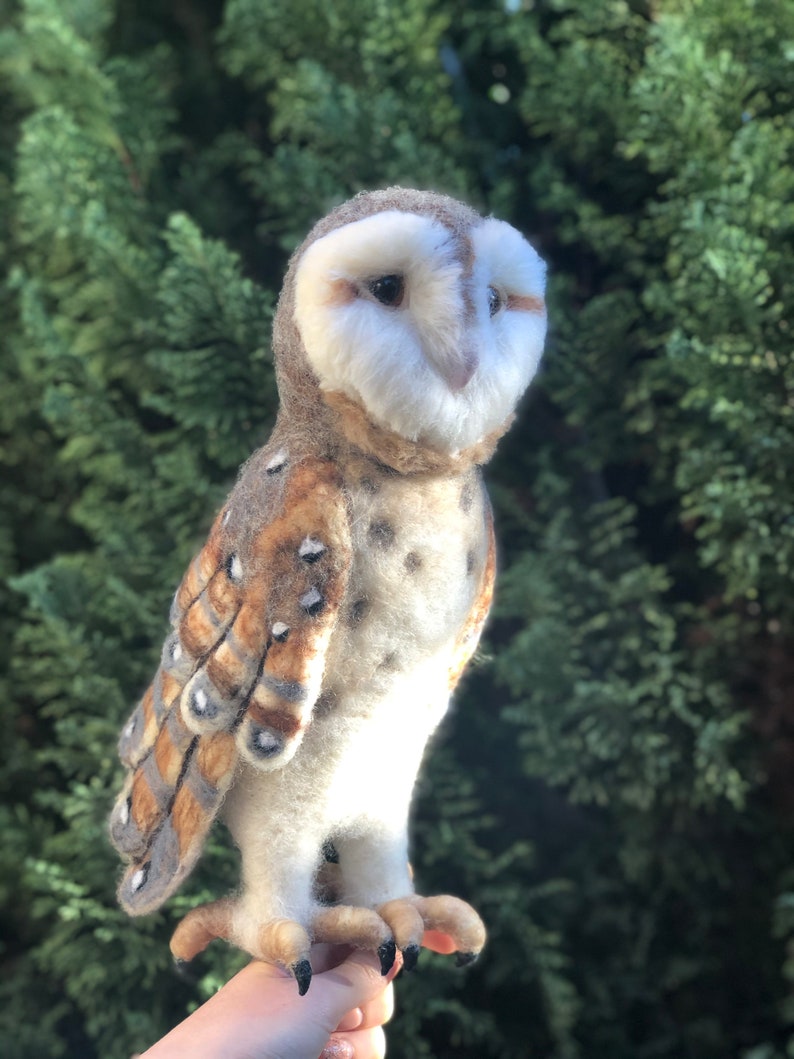 Needle Felted Barn Owl, OOAK Barn Owl, Realistic Animal, Woodland Decor