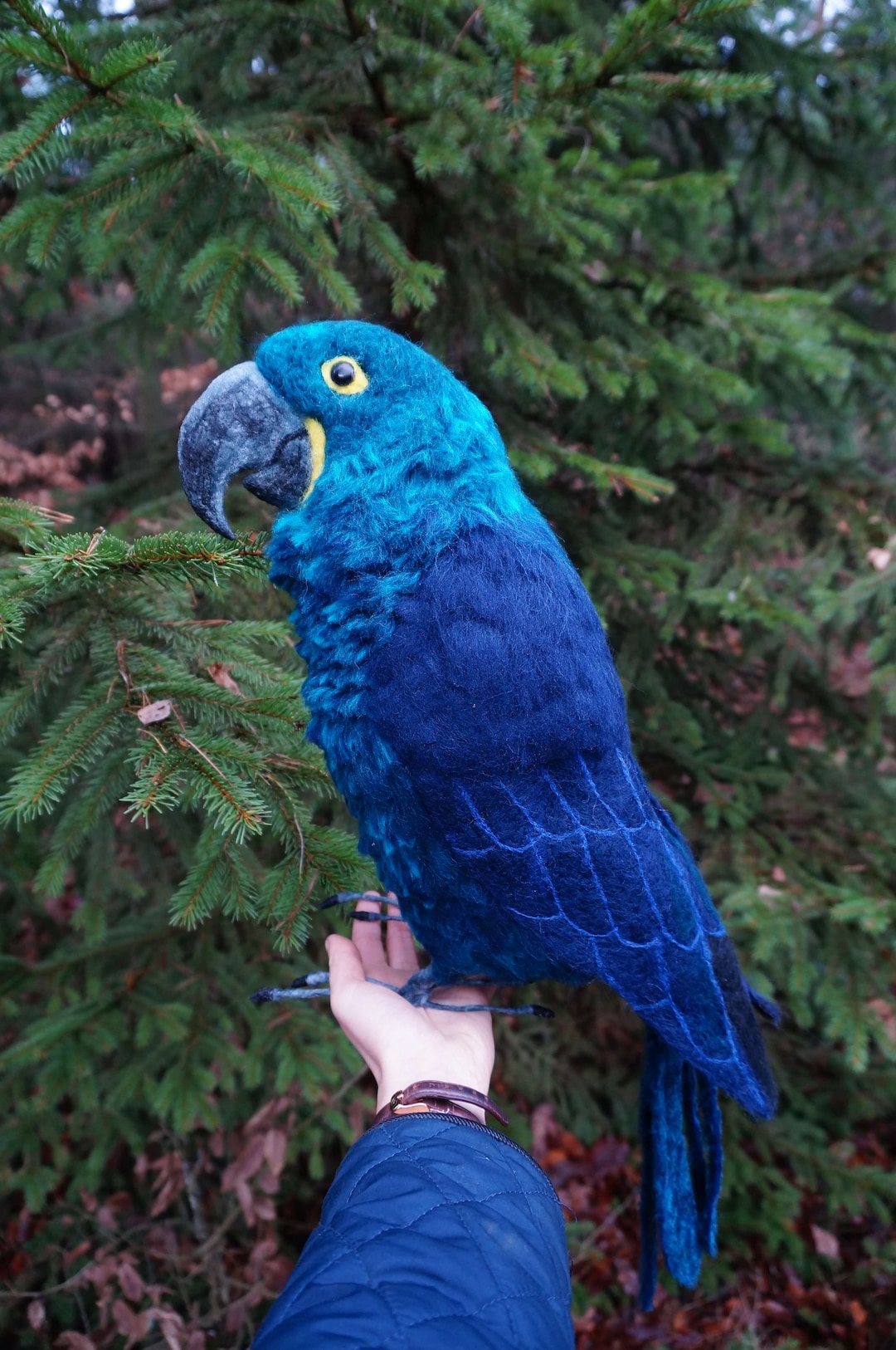 Hyacint ara sculptuur, OOAK papegaai, cadeau voor vogelliefhebbers