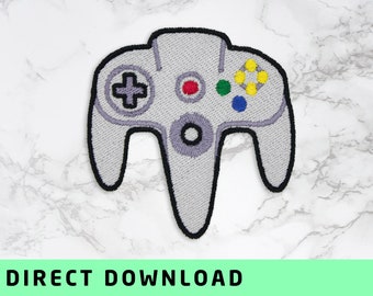 n64 controller / Embroidery file/ Embroidery template/ Digital download / Patch design / For shirts, jackets, jeans, hats, towels