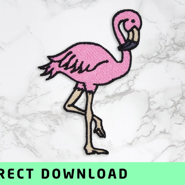 Pink flamingo / Embroidery file/ Embroidery template/ Digital download / Patch design / For shirts, jackets, jeans, hats, towels