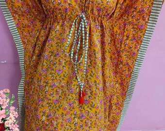 Indian Cotton Caftan Robe Long, Kaftan Beachwear Bikini Wrap Up ,Gift For Her, Nursing Kaftan , Boho Summer Dress, sleepwear ,Maternity Rob