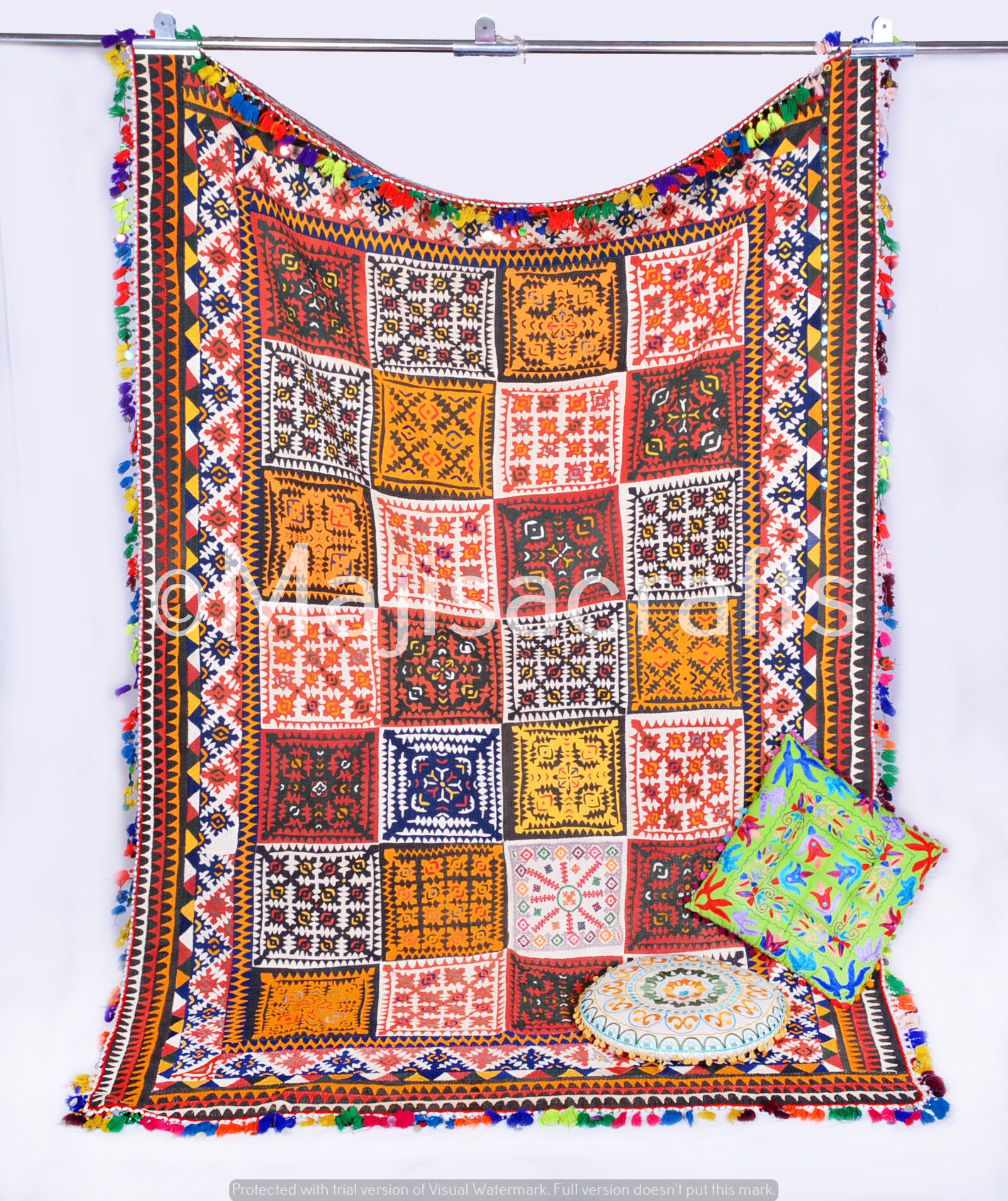 Pakistani Vintage Patchwork Wall Hanging Colorful Hand Etsy