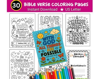 30 Bible Verse Coloring Pages: Christian Kids Activity (PDF)