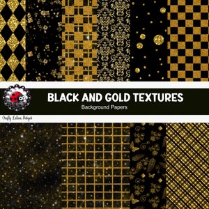 Black and Gold Texture Digital Papers, Background papers, Printable Black and Gold Scrapbook Paper, Pattern Digital Paper, Instant Download