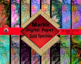Gold Speckled Marble Digital Paper: 12x12 Scrapbook Texture (JPEG)