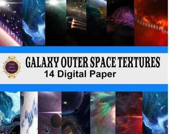 Galaxy Texture Digital Paper: Outer Space Scrapbook Backgrounds (Digital Download)