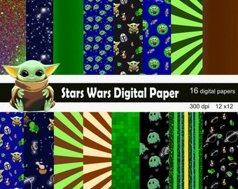 Galaxy Digital Paper, Baby warrior paper pack, outerspace digital papers, baby warrior paper pack, digital download, scrapbook paper