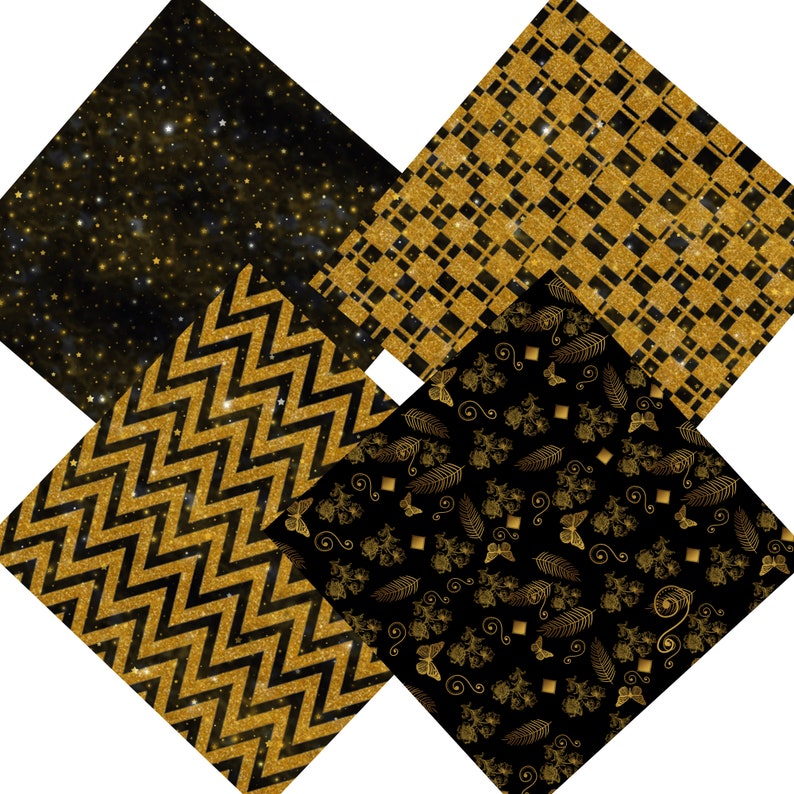 Black and Gold Digital Paper Gold and Black Paper Printable | Etsy