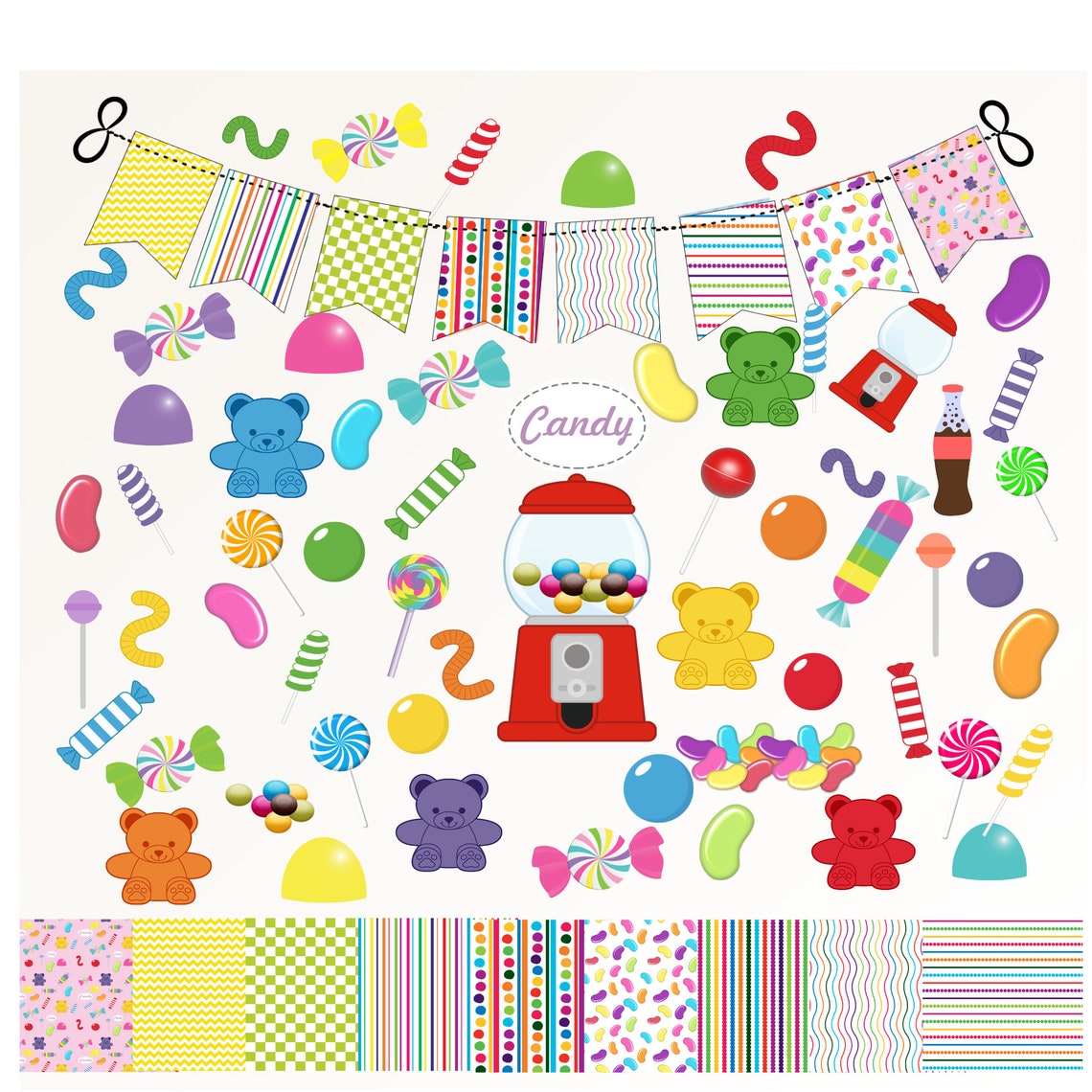 Printable Candy Clipart, 60 Clipart Images, Lollipop Clipart, Candy ...