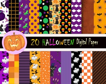 Halloween Digital Paper Pack: Spooky Scrapbook Patterns (Digital Download)