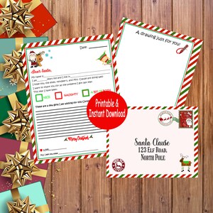 Kids Letter to Santa Template: Fill-In, Drawing Page, Envelope (PDF)
