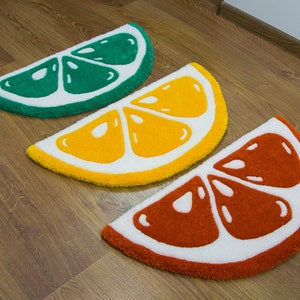 Citrus Slice Rugs, Hand Tufted Rug, Bedroom Rug, Colorful Rug, Lime Rug, Lemon Rug, Orange Rug