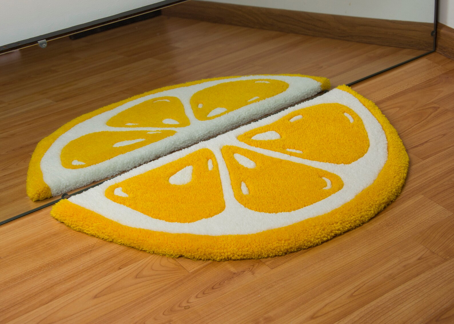 Handmade Lemon Rug, Hand Tufted Rug, Lemon Slice Rug, Small Rug