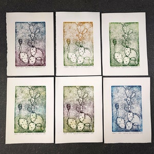 Kaktus Art Print - Botanischer Druck, Bunte Druckgrafik, Kaktus Wand Kunst, Radierung, Original Kunstwerk, Pflanzen Liebhaber Geschenk
