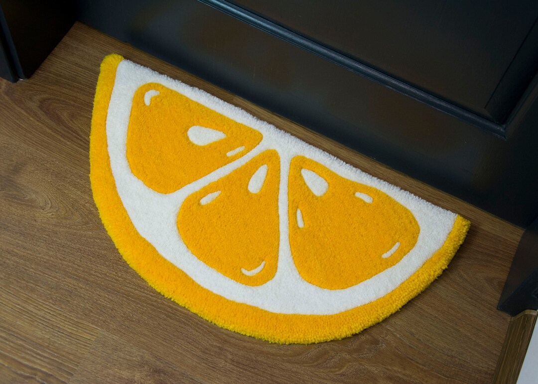 Handmade Lemon Rug, Hand Tufted Rug, Lemon Slice Rug, Small Rug ...