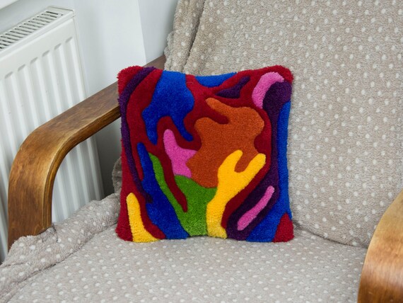 Rainbow Abstract Pillowcase - Square Pillow Case, Handmade Pillow Cover, Decorative Pillow, Eclectic Decor