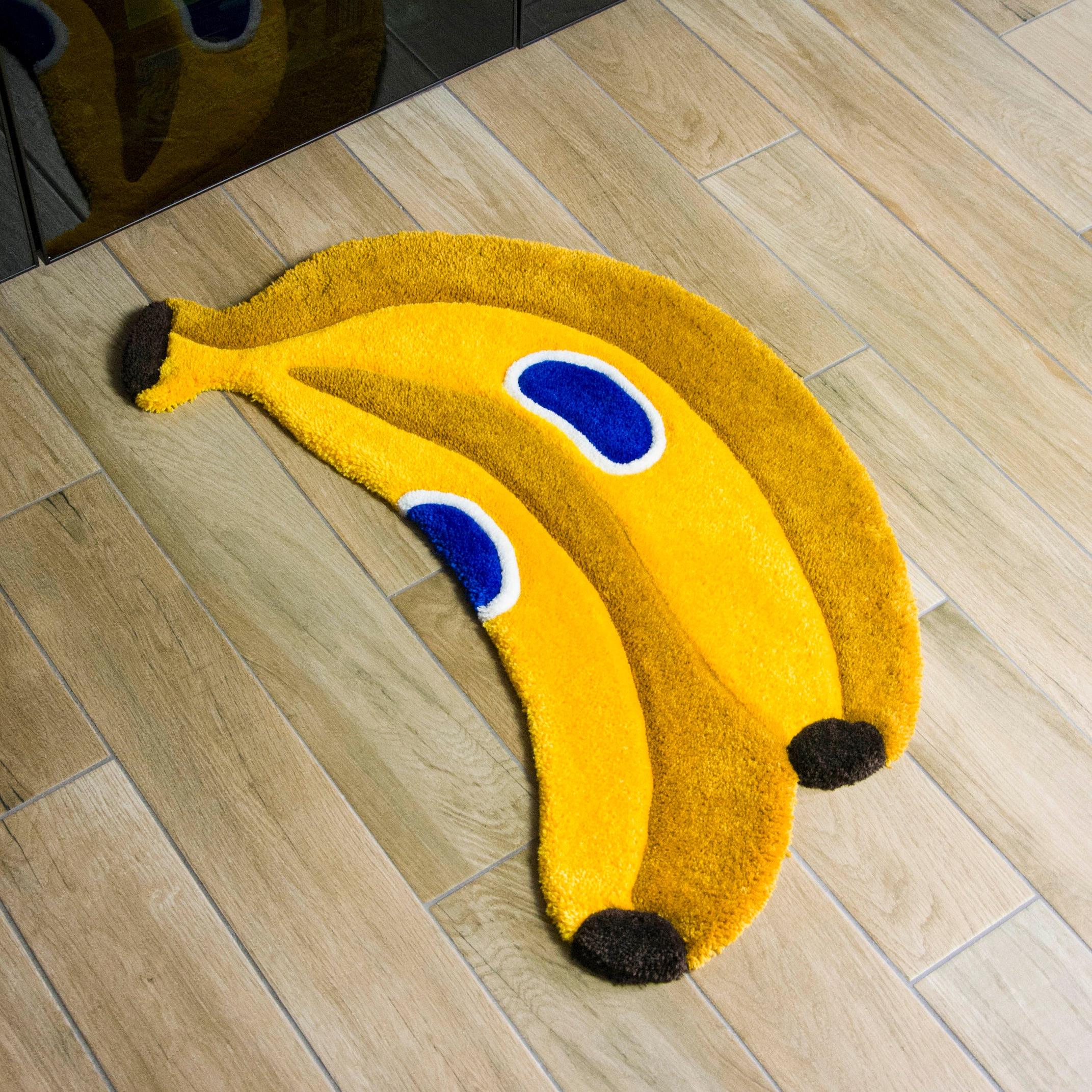 Handmade Tufted Banana Rug - Fun & Quirky Decor, Banana Shaped Rug