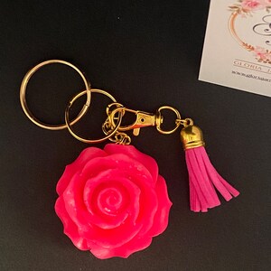 ROSE SHAPE Resin Keychain in Different Colors. Choose Your Favorite ...