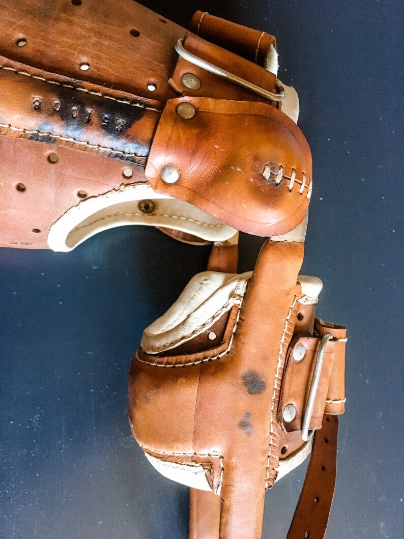 1960s Vintage French Orthopaedic Leather Leg Brace for a