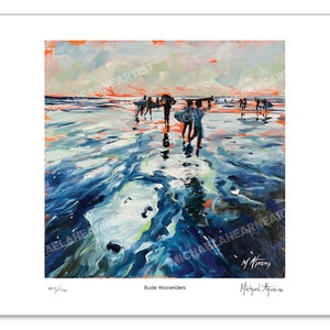 Bude Waveriders, Cornwall. Limited Edition, Signed Giclée Fine Art Print from my Original Oil Painting