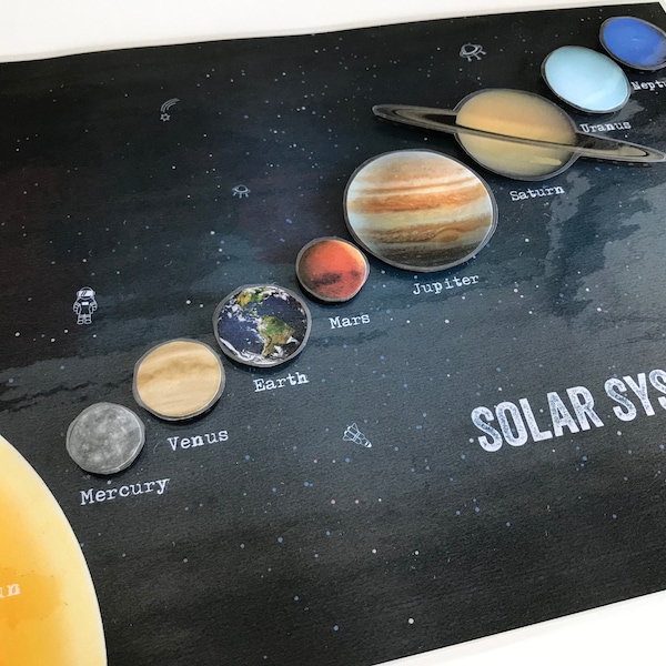 Jeu du système solaire Enseignement aux enfants d’âge préscolaire Activité de reconnaissance des planètes Imprimables à l’école à la maison Sciences préscolaires Classeur occupé dans l’espace Curriculum
