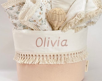 PERSONALIZED basket with your child's first name - PALE PINK