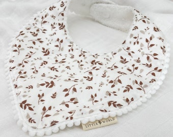 BIB style bandana Cotton / Linen and Bamboo Ratine - mini Leaf