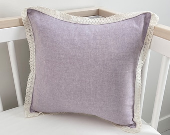 Cushion with LACE - Children's cushion children's room decor Lilac