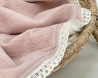 Faux Fur Blanket for baby and children - Evelyne rose pâle