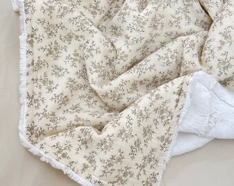 Couverture pour enfant évolutive fausse fourrure & coton - Beige Blossom