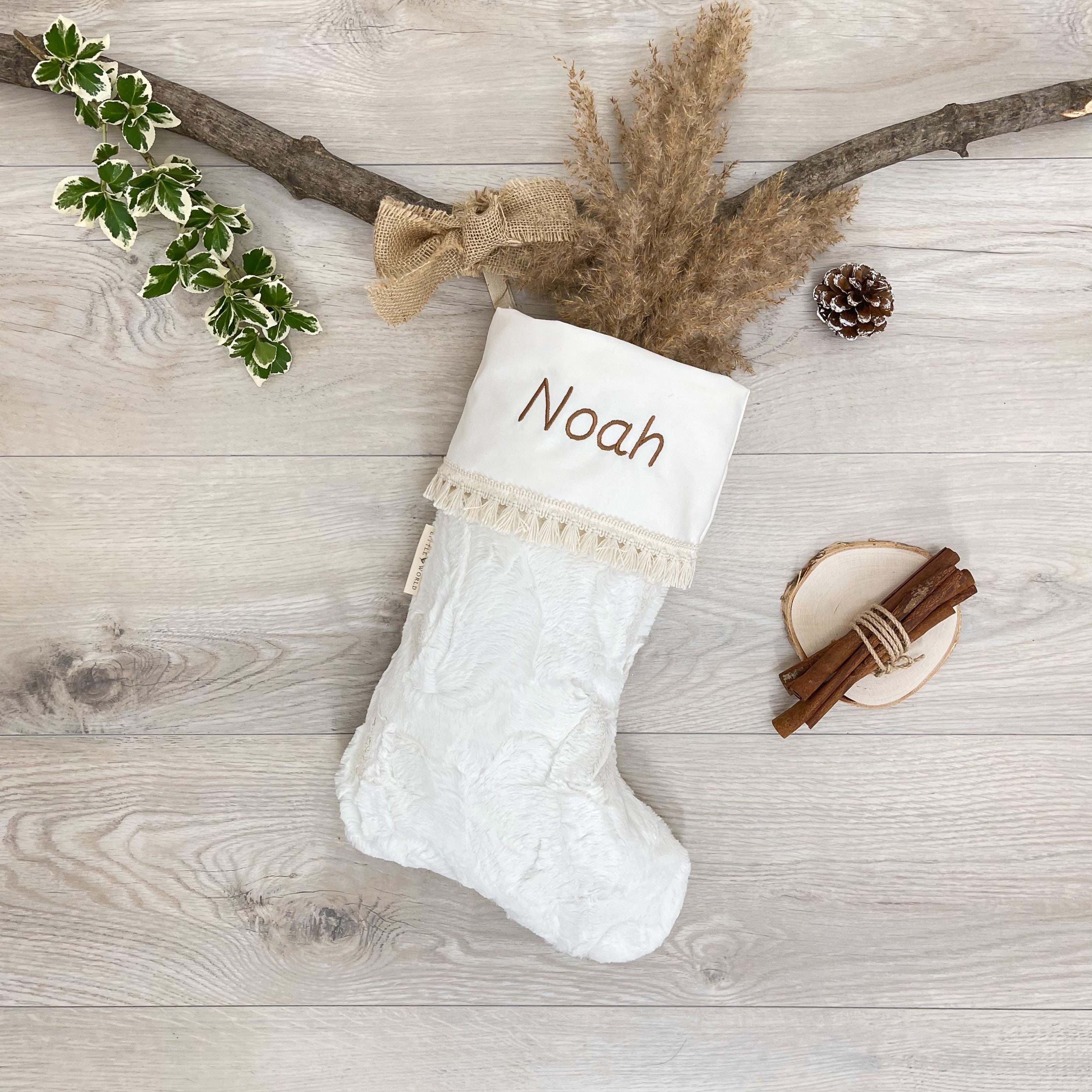 Personalized Embroidered Faux Fur Christmas Stocking Off Etsy Canada