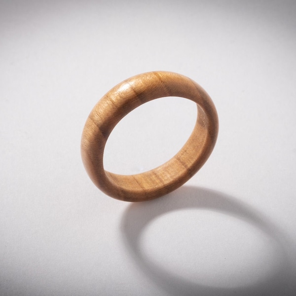 Minimalist wooden  band ring from cherry wood