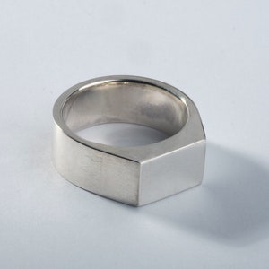 Minimalist silver signet ring, sterling silver statement ring