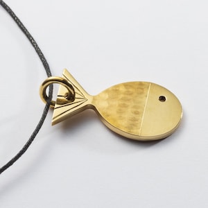 Fish necklace, fish pendant from brass, goldfish charm necklace