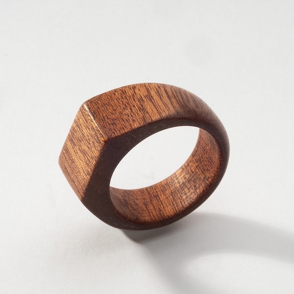 Minimalist wooden signet ring