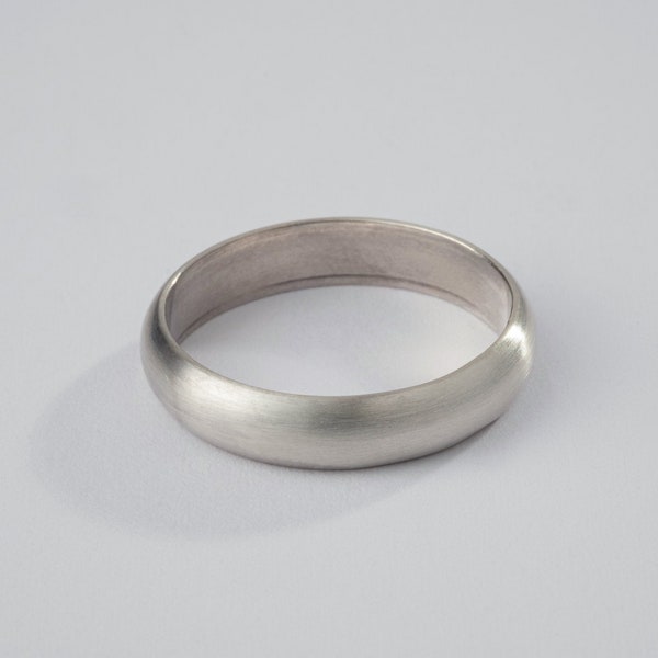 Silberring - 925 Sterling Silber Ehering - Bandring mit poliertem, gehämmertem, gebürstetem Finish - 4mm Damenring - 6mm Herrenring