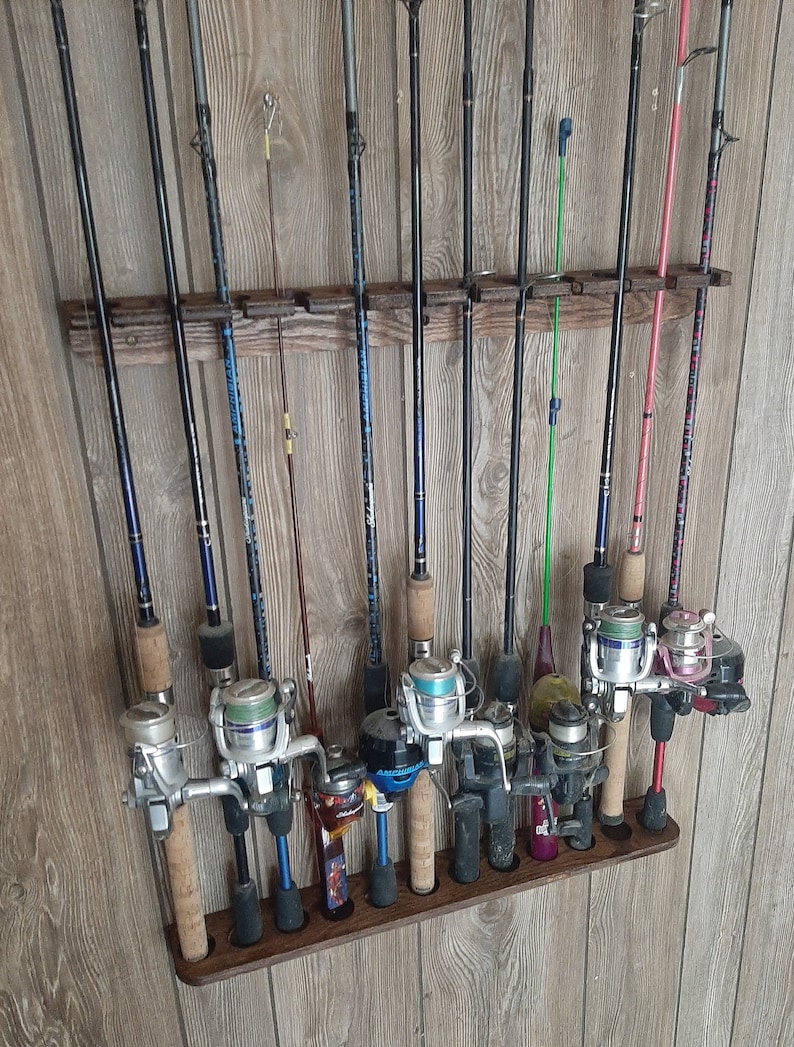 Personalized & Unfinished Wooden Fishing Rod / Pole Organizer Etsy