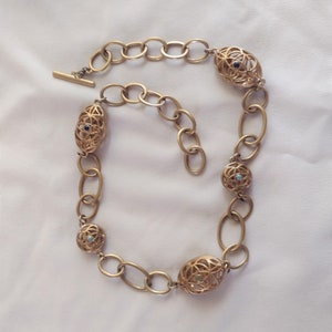 Vintage Gold Tone Necklace with Multi-color Stones