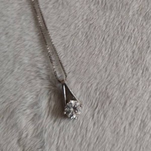 Vintage Sterling Silver Chain with Clear Crystal Teardrop Pendant