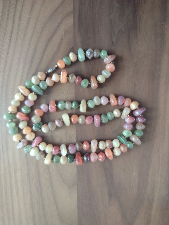 Vintage 30" Natural Stone Single Strand Necklace