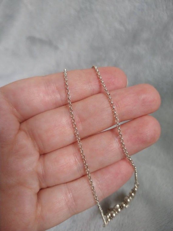 Vintage 1990s Sterling Silver Beaded Necklace wit… - image 4