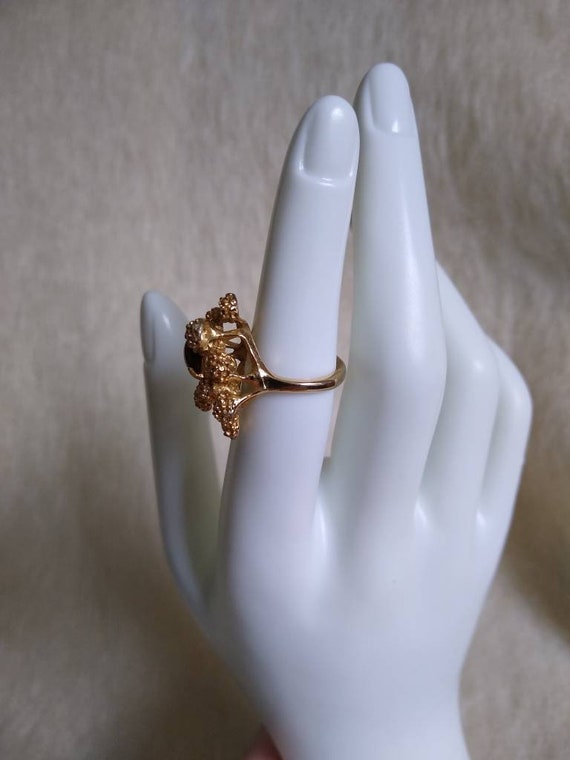 Vintage 18K HGE Gold Nugget and Tiger's Eye Ring … - image 6