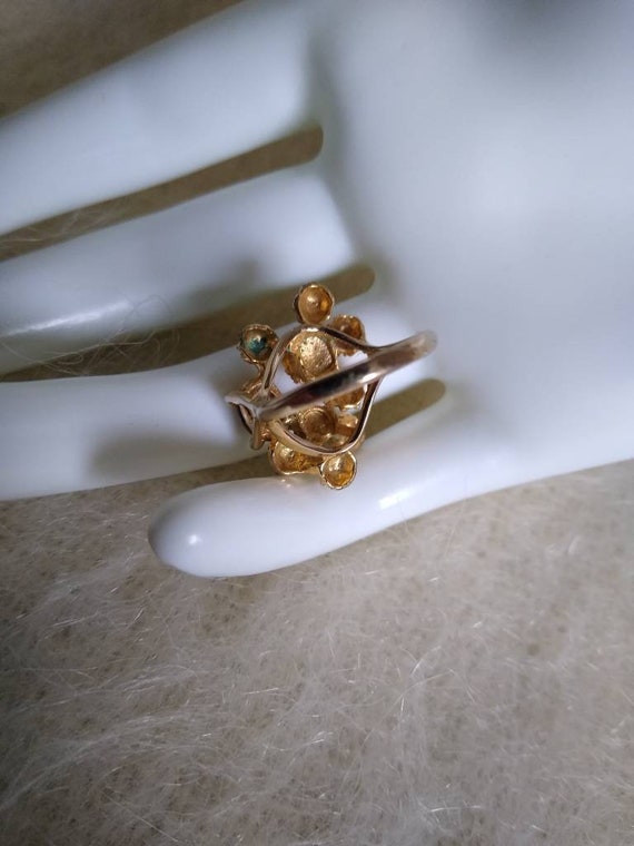 Vintage 18K HGE Gold Nugget and Tiger's Eye Ring … - image 4