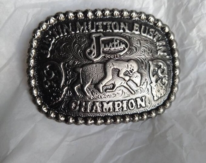 Vintage Justin Mutton Bustin’ Champion Belt Buckle 1996 - Etsy