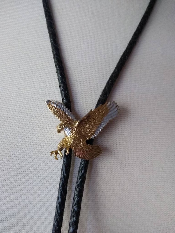 Vintage Gold and Silver Tone Soaring Eagle Bolo Ti